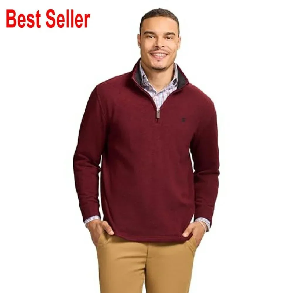 Quarter Zip Sweater Fleece Classic Preppy Minimal Eco-Friendly Recycled Fabric